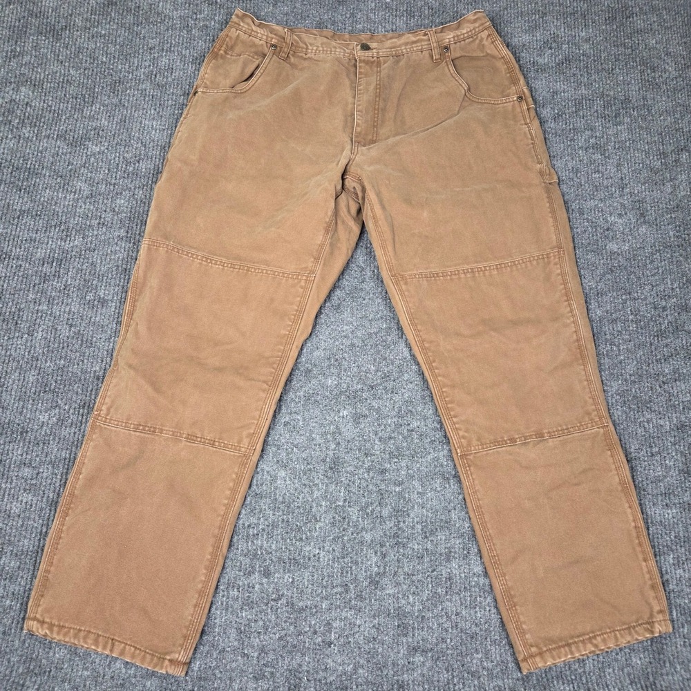 Lakin McKey Mens Brown Flannel Lined Double Knee Carpenter Pants 40x32 WO13184